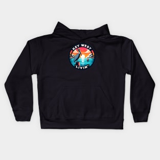 Key West Livin' - Tropical Pelican Scene In Key West Kids Hoodie